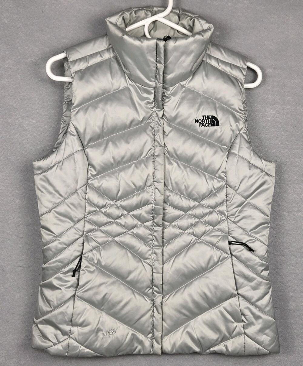 The North Face Vest Womens Small Gray Puffer Down 550 Zip Up